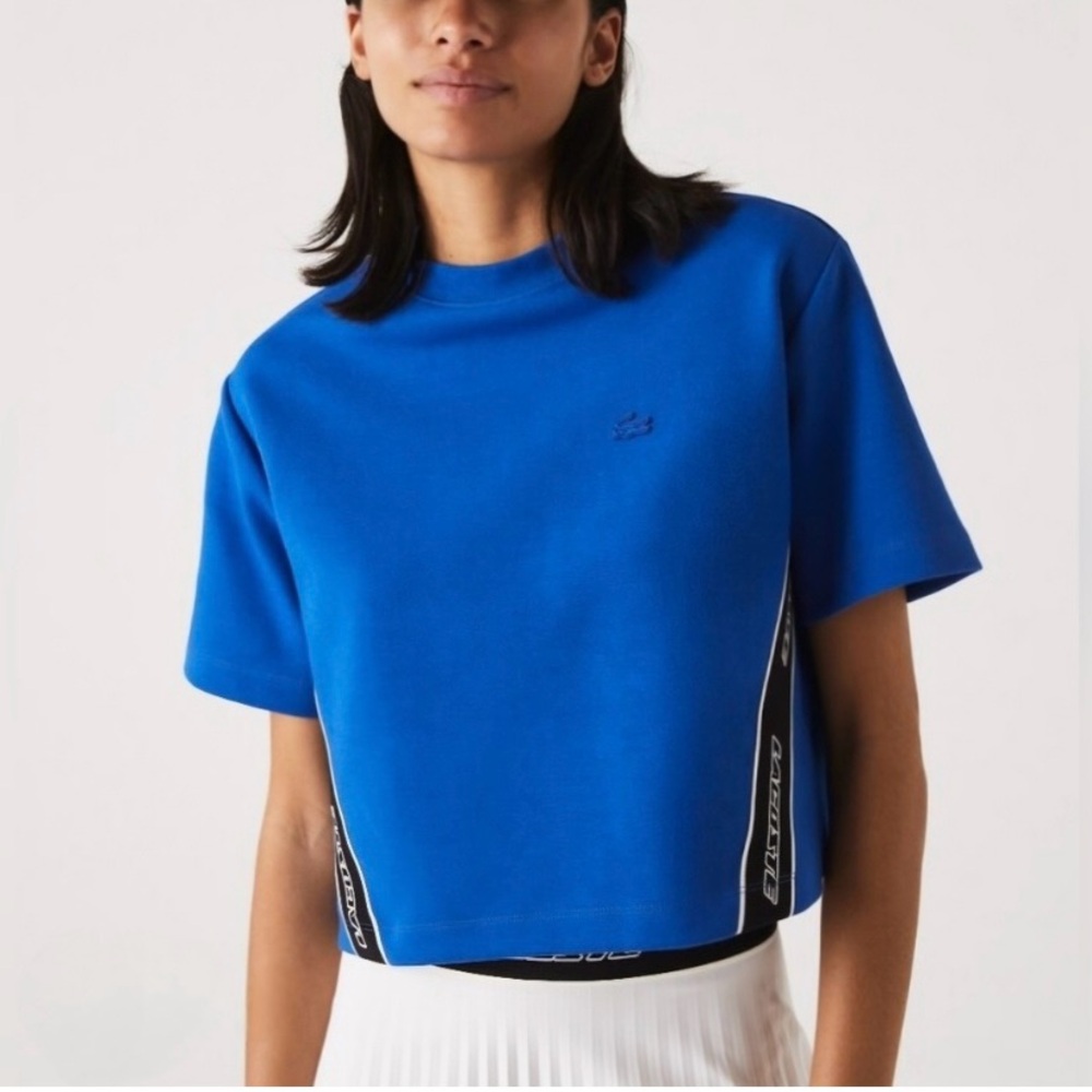 Lacoste blue band print loose fit t-shirt